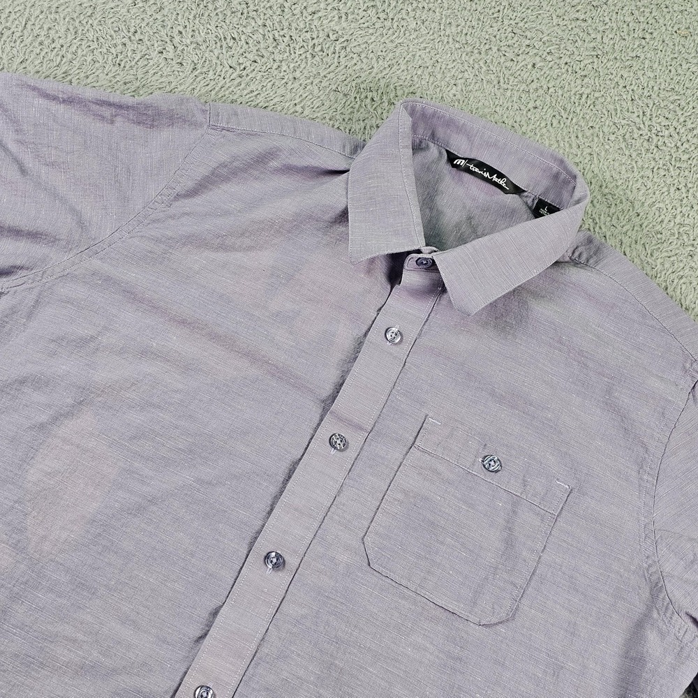 Travis Mathew Shirt Mens Large Purple Cotton Short Sleeve Button Up Pocket
